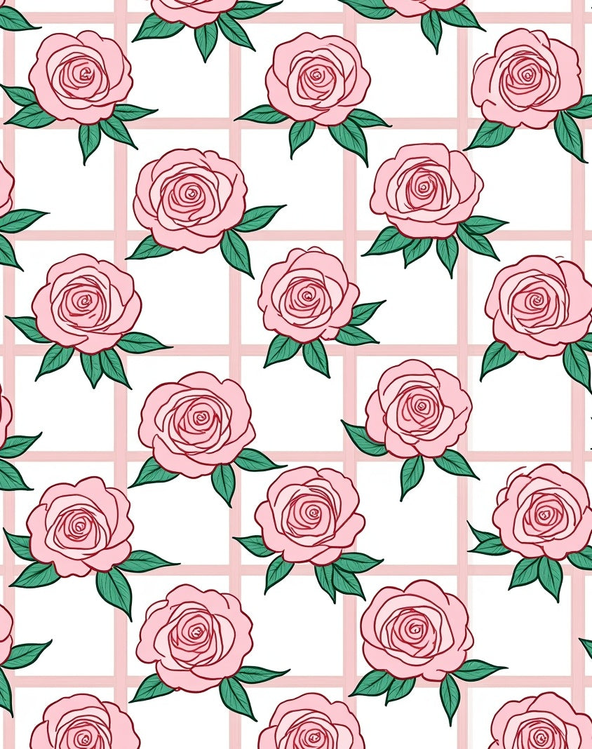 Rose Grid Floral Pattern Rug
