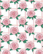 Rose Grid Floral Pattern Rug