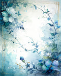 Ethereal Blue Floral Watercolor Design Rug