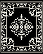 Elaborate Black And White Floral Design Rug