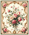 Ornate Rose Garland Scrollwork Design Rug