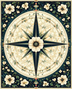 Floral Compass Motif Rug