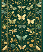 Emerald Garden Insect Floral Pattern Rug