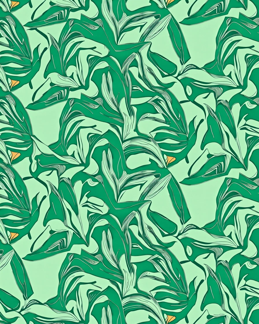 Verdant Lush Leafy Abstract Foliage Rug
