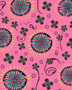 Pink Floral Pattern With Teal Vibes Rug