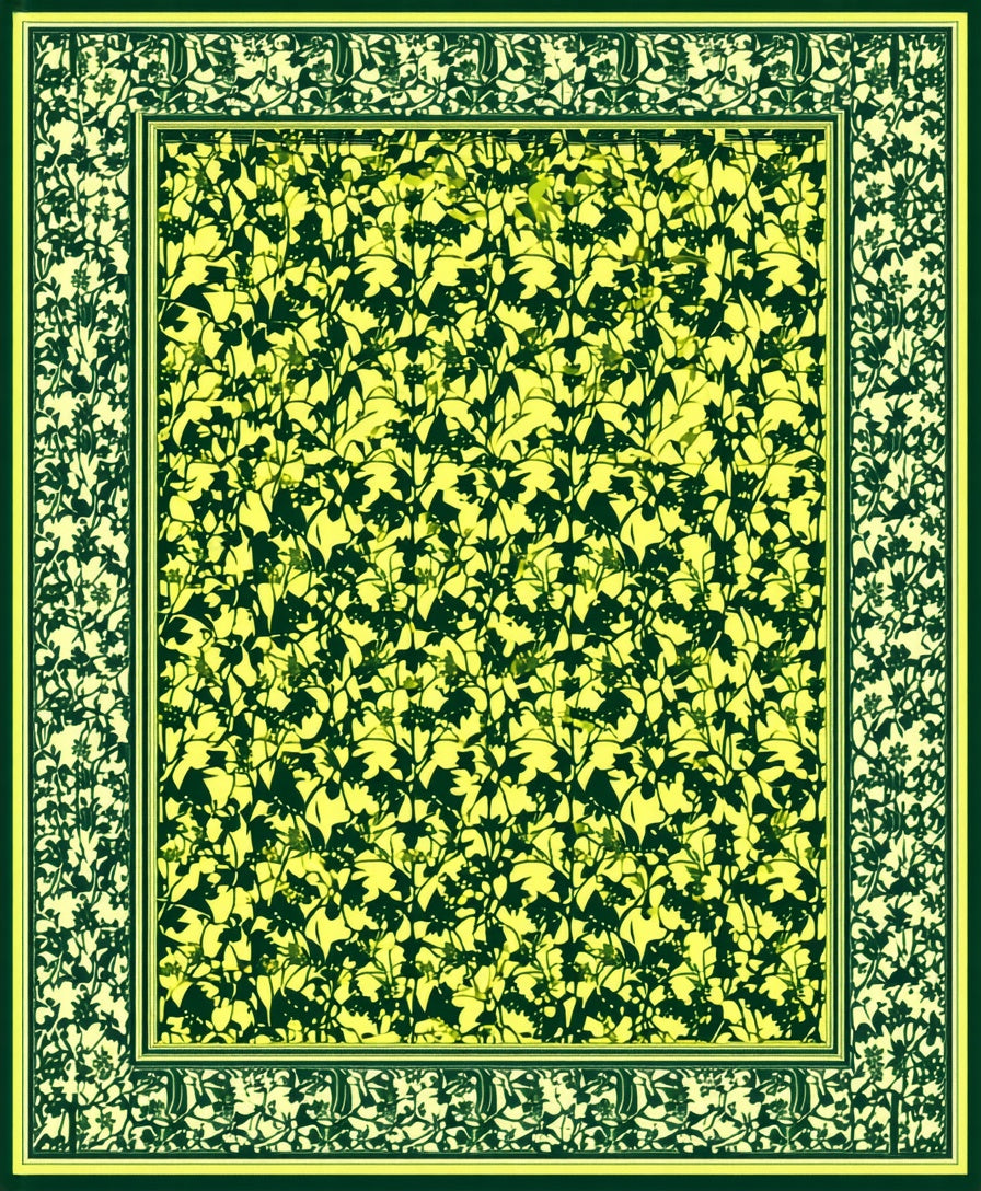 Vine And Leaf Patterned Textile Design Rug