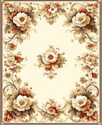 Ornate Floral Scrollwork Design Rug