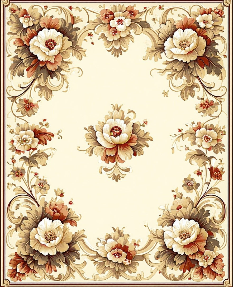 Ornate Floral Scrollwork Design Rug