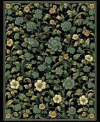 Vintage Floral Vines Pattern Rug
