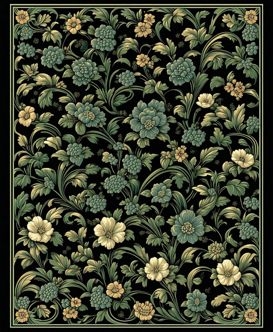 Vintage Floral Vines Pattern Rug