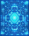 Futuristic Circuit Board Geometric Design Rug