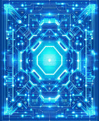 Futuristic Circuit Board Geometric Design Rug