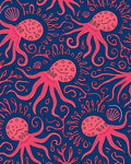 Pink Octopus Swirls Nautical Pattern Rug