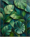 Lush Tropical Leaf Geometric Design Rug