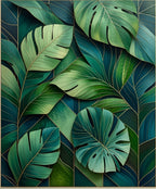 Lush Tropical Leaf Geometric Design Rug