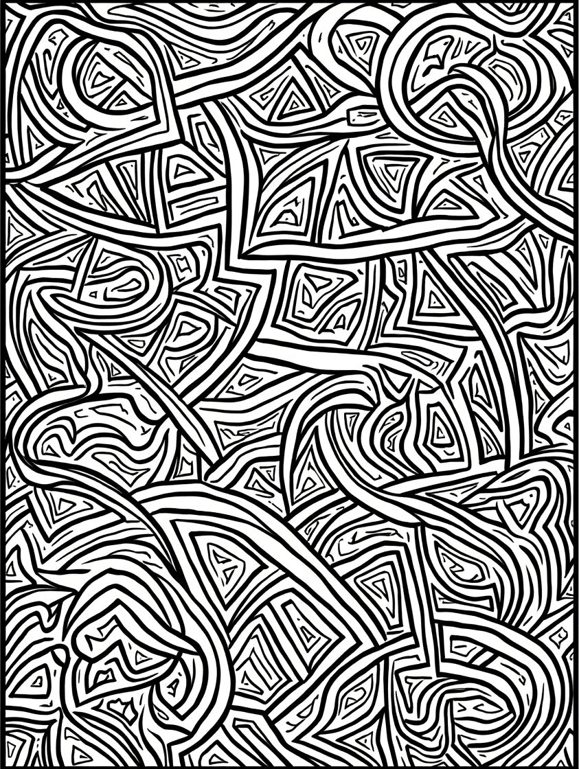 Abstract Black White Line Art Design Rug