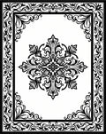 Elegant Black Floral Damask Patterned Rug
