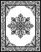 Elegant Black Floral Damask Patterned Rug