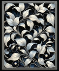 Silver Leaf Art Nouveau Pattern Rug