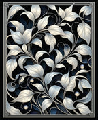 Silver Leaf Art Nouveau Pattern Rug