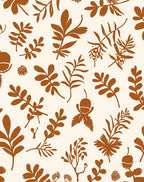 Autumn Leaf Acorn Silhouette Pattern Rug