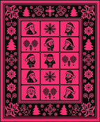 Whimsical Santa Christmas Trees Snowflakes Rug