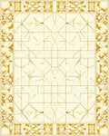 Gold Art Deco Geometric Fan Pattern Rug