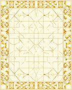 Gold Art Deco Geometric Fan Pattern Rug