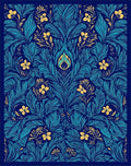 Art Nouveau Floral Blue Yellow Design Rug