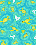 Whimsical Yellow Turtle Water Pattern Rug