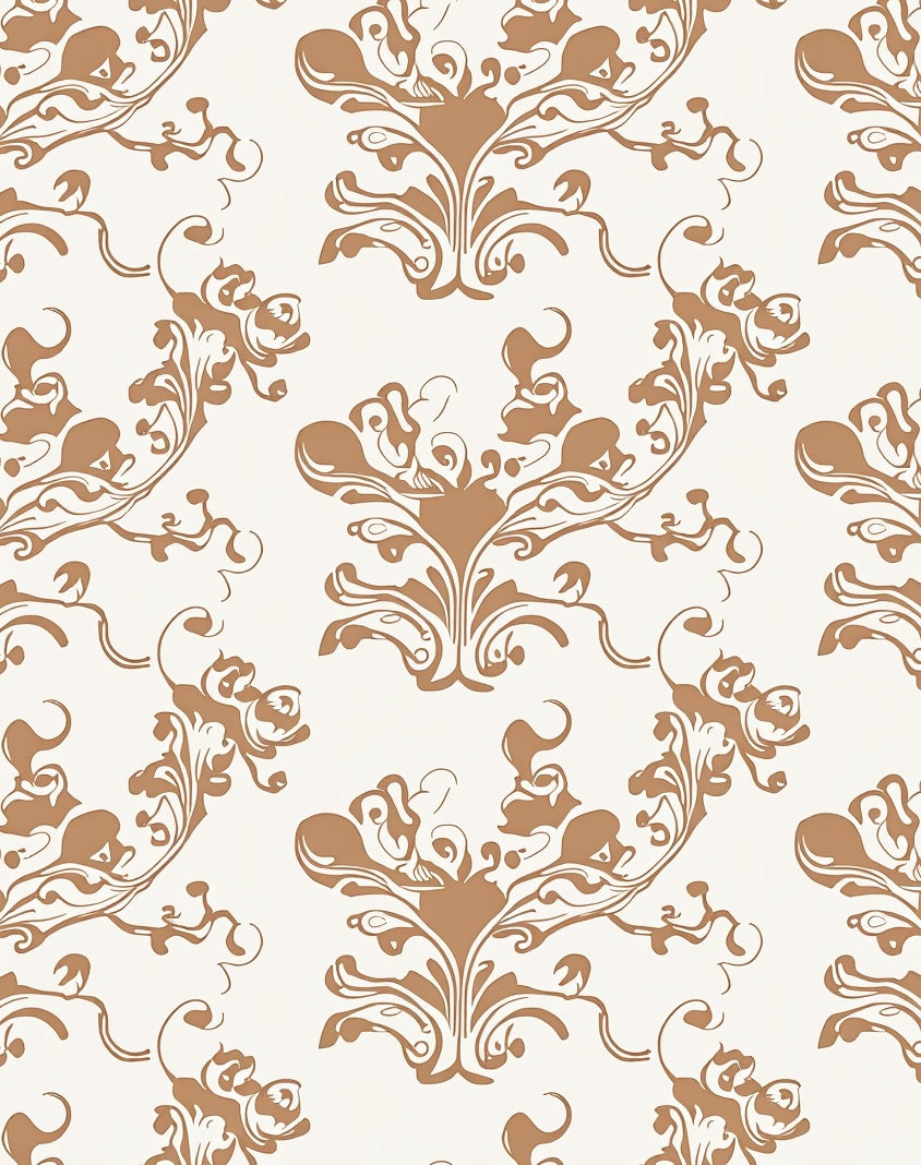 Bronze Floral Scroll Pattern Rug