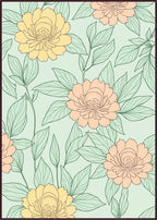 Pastel Floral Pattern Outline Design Rug