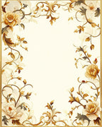 Elegant Floral Scrollwork Golden Rug