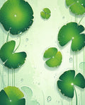 Green Lily Pads Water Droplets Pattern Rug
