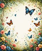 Whimsical Butterfly Garden Nature Print Rug