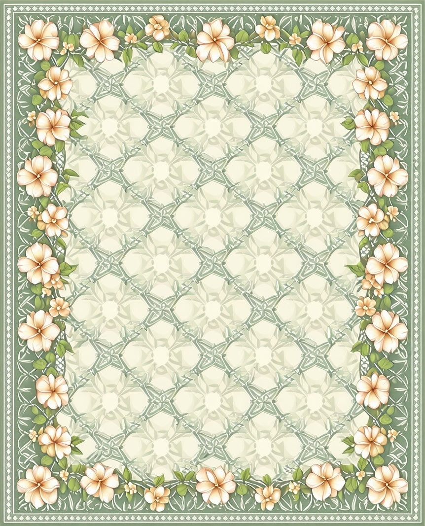 Pastel Floral Botanical Pattern Rug