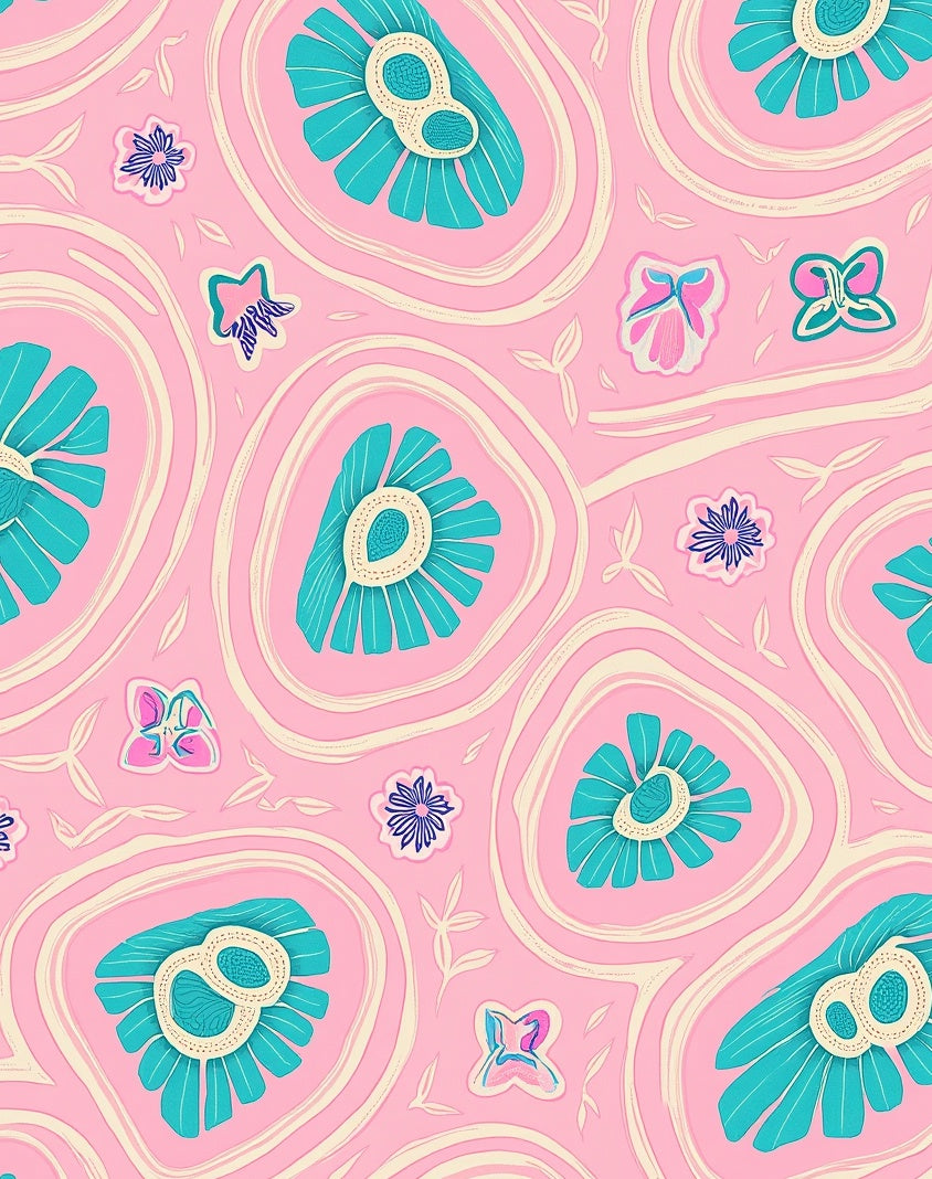 Whimsical Floral Butterfly Pattern Rug