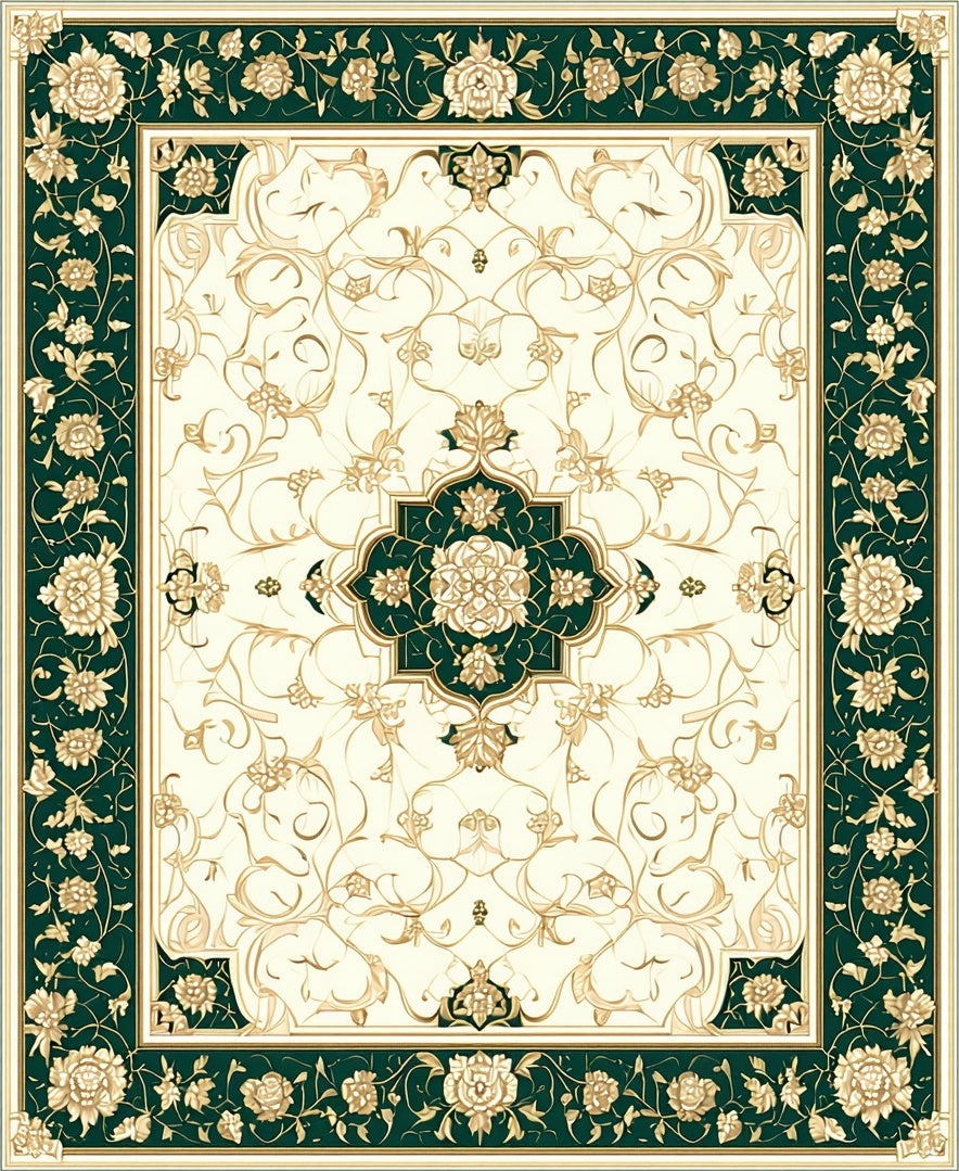 Elegant Floral Scroll Centerpiece Rug