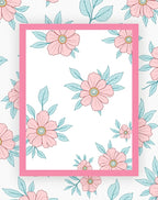 Pink Floral Outline Pattern Rug