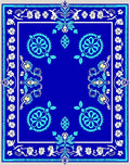 Vibrant Blue Floral Medallion Pattern Rug
