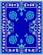 Vibrant Blue Floral Medallion Pattern Rug
