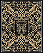 Elegant Black and Gold Intricate Design Rug