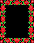 Bright Red Poinsettia Floral Border Rug