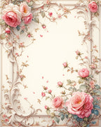Romantic Pink Roses Swirl Pattern Rug