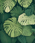 Lush Green Tropical Leaf Pattern Rug