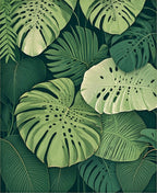 Lush Green Tropical Leaf Pattern Rug