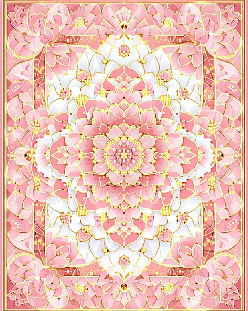 Pink Floral Mandala Pattern Rug