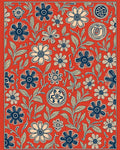 Red And Blue Floral Art Design Rug