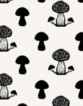 Minimalist Black Mushroom Pattern Rug