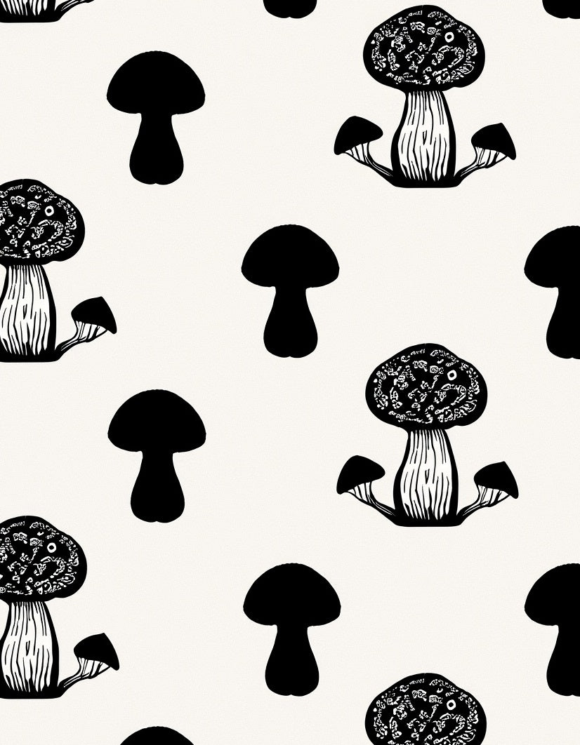 Minimalist Black Mushroom Pattern Rug